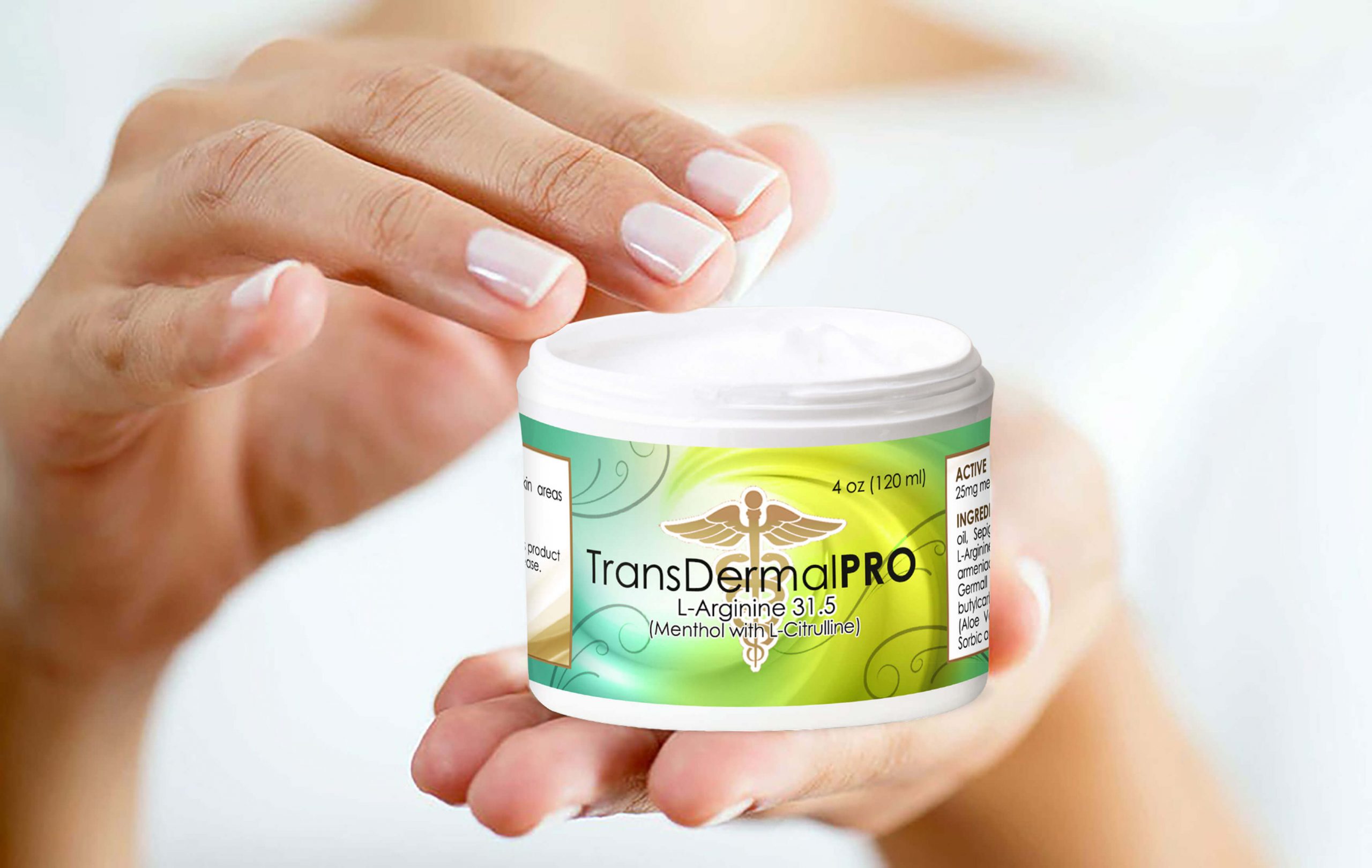 Woman Holding L-arginine Menthol with Citrulline 4oz Jar